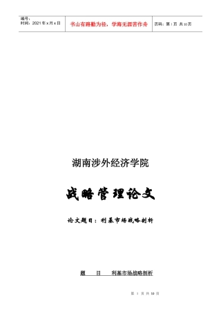 利基市场战略剖析论文