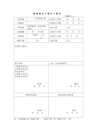 园林绿化施工资料表格(全套)