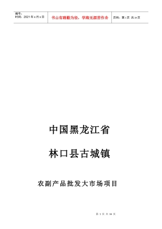 农副产品批发大市场项目可行性研究报告