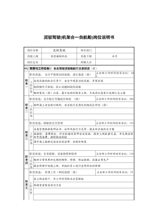 创新港湾工程公司泥驳驾驶(机架合一自航船)岗位说明书