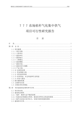 农场秸秆气化集中供气项目可行性研究报告
