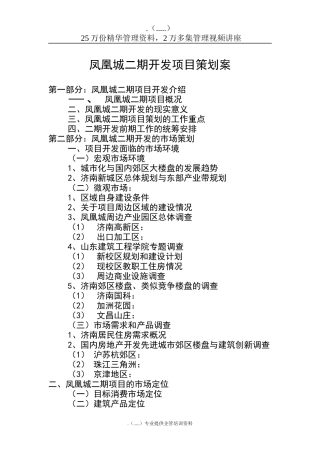 凤凰城二期开发项目策划方案研讨