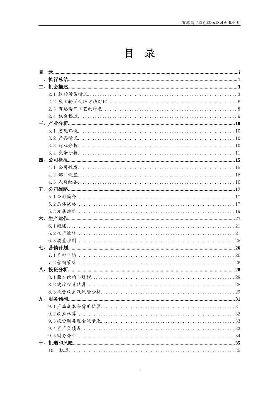 创业计划书模板百路清TM绿色环境公司完全版_第2页