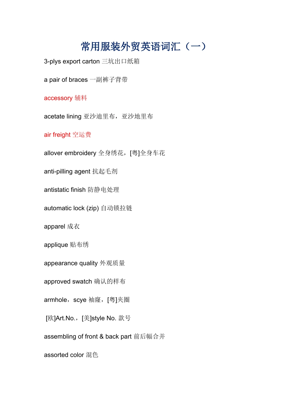 常用服装外贸英语词汇8046347709_第1页