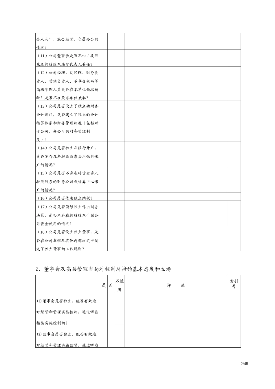 内部控制与控制管理知识分析测试表_第2页
