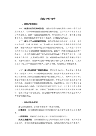 山东XX积成电子股份有限公司岗位评价报告( 24)