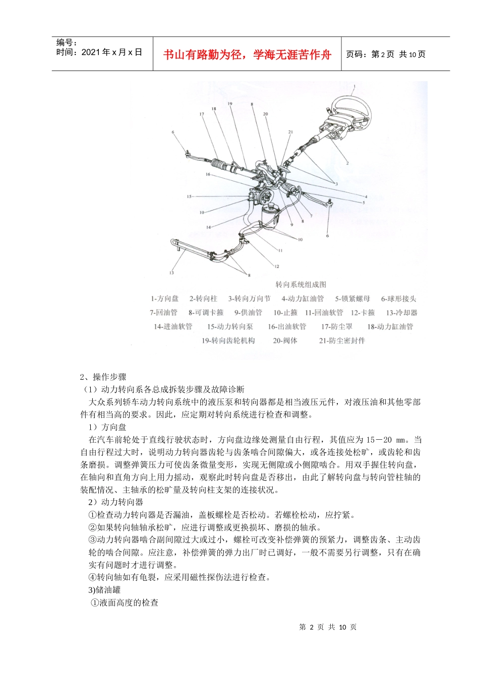 动力转向系的结构认识及其故障诊断_第2页