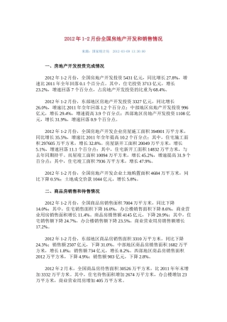 国家统计局房地产业数据