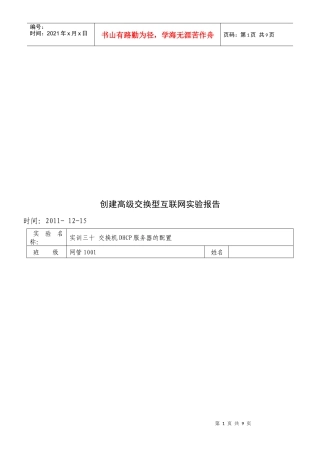 创建高级交换型互联网实验报告
