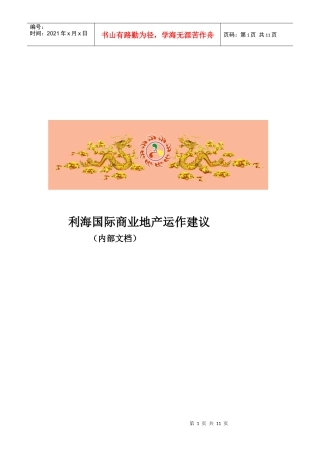 利海国际运作方略建议书