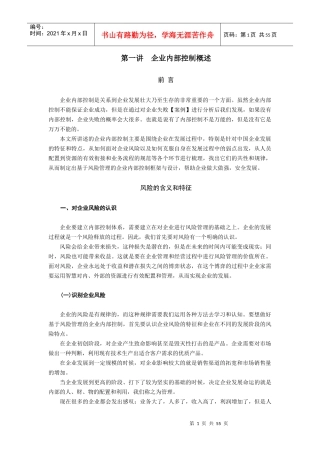 内部控制风险管理