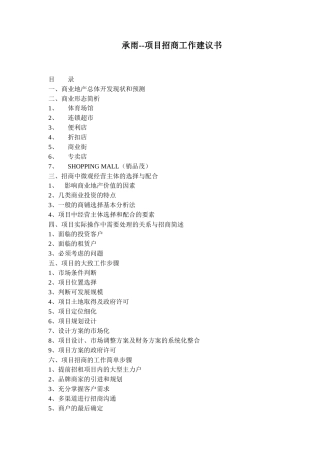 商业地产项目招商工作建议书