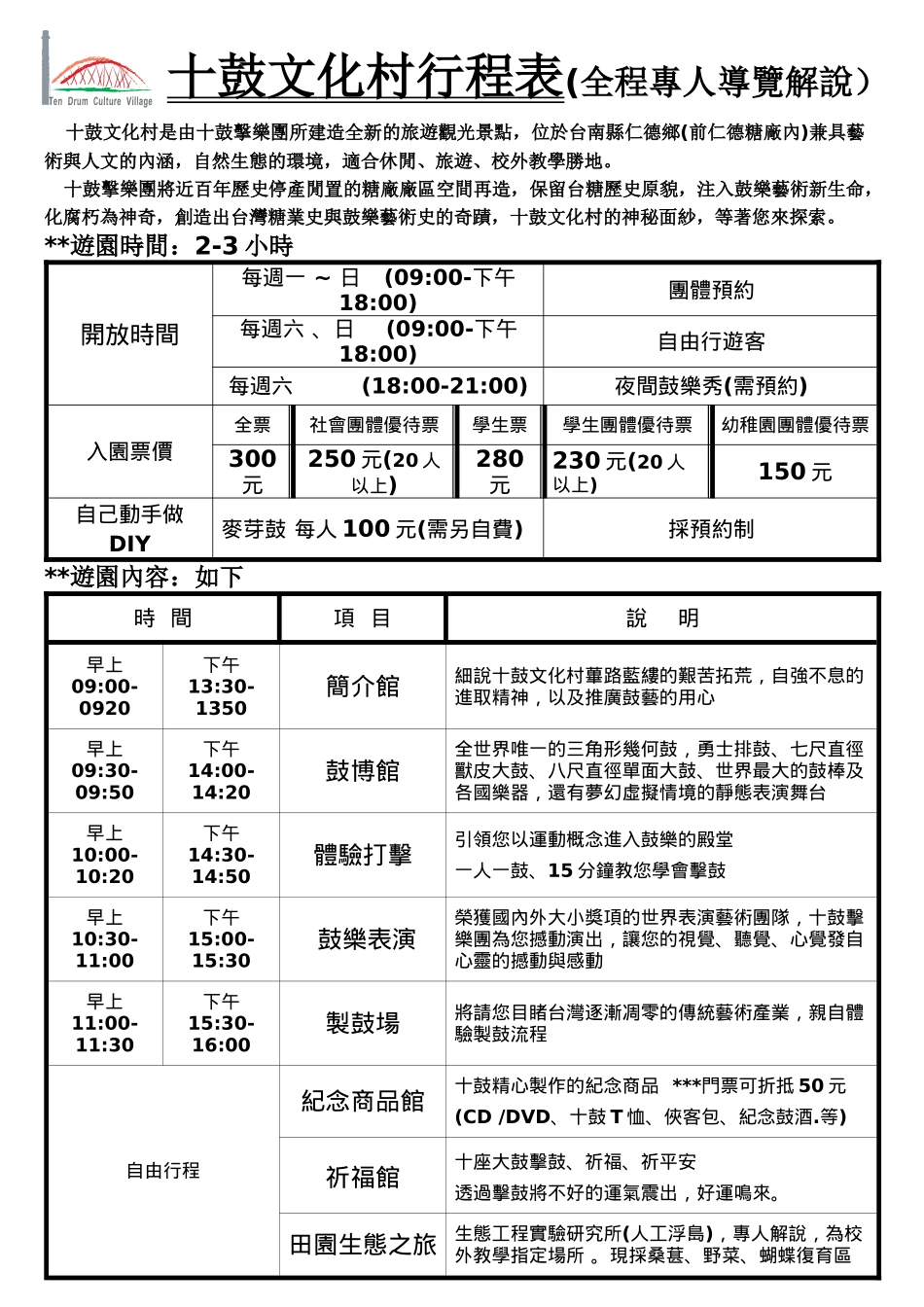 十鼓文化村是由十鼓击乐团所建造全新的旅游观光景点_第1页