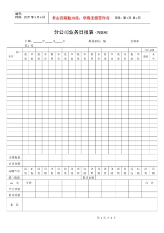 分公司业务日报表（内部用）