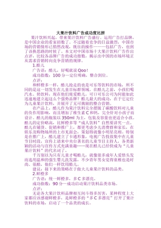 大果汁饮料广告的成功度比拼