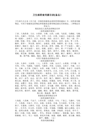 卫生部药食同源目录