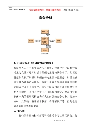 创业计划——竞争分析、风险与对策