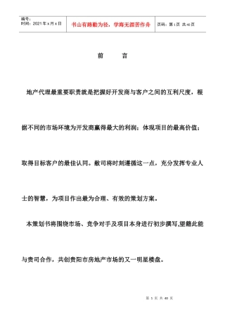 创力公司项目前期策划思路(贵阳)