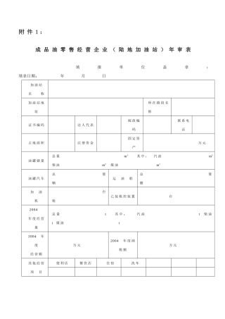 成品油零售经营企业(陆地加油站)年审表