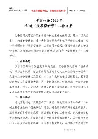 创建“发展型班子”XXXX工作方案