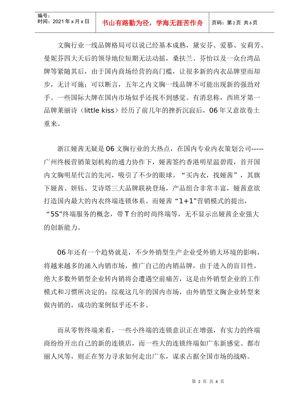 内衣行业营销策略分析_第2页