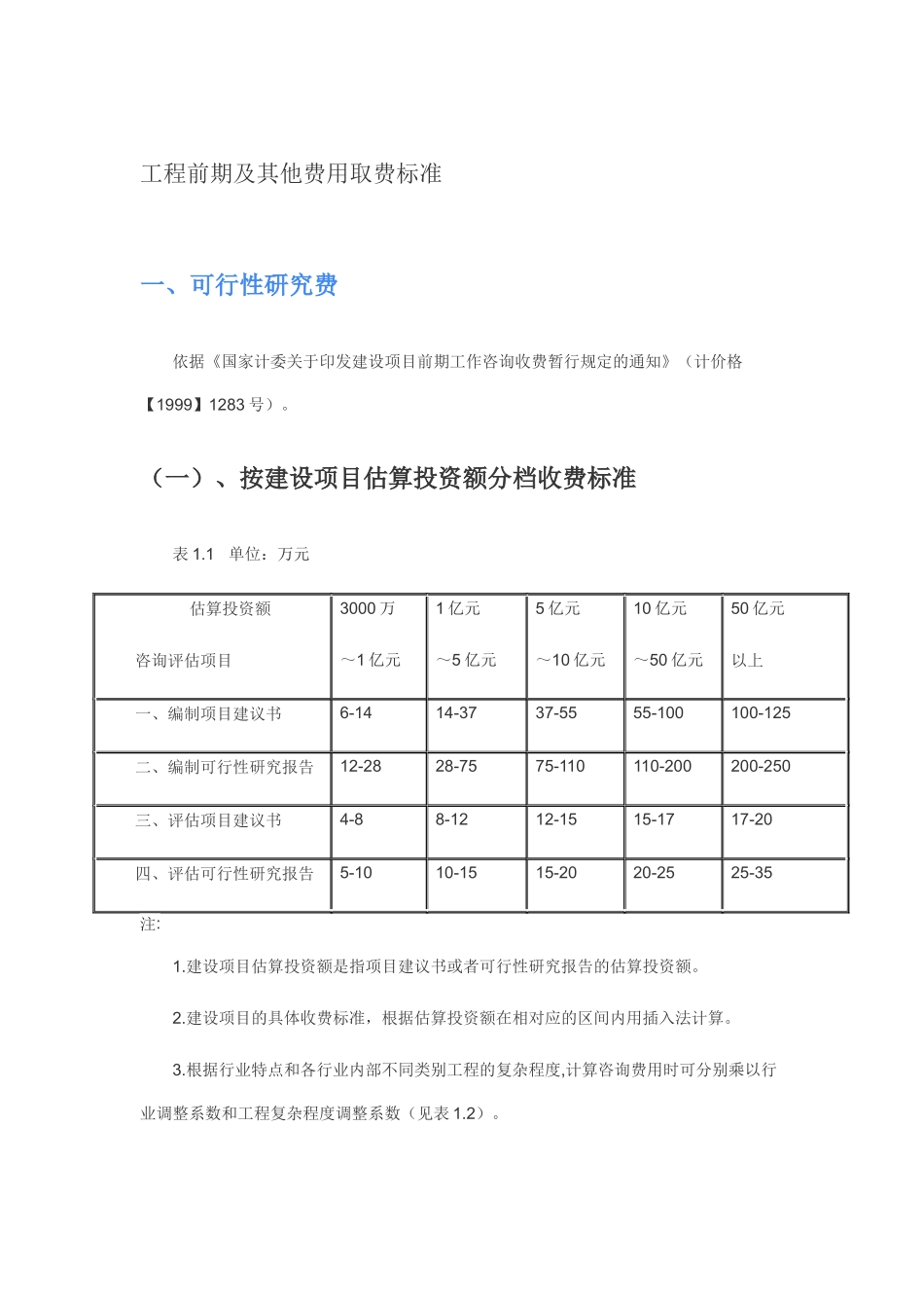 工程前期及其他费用取费标准（54页）_第1页