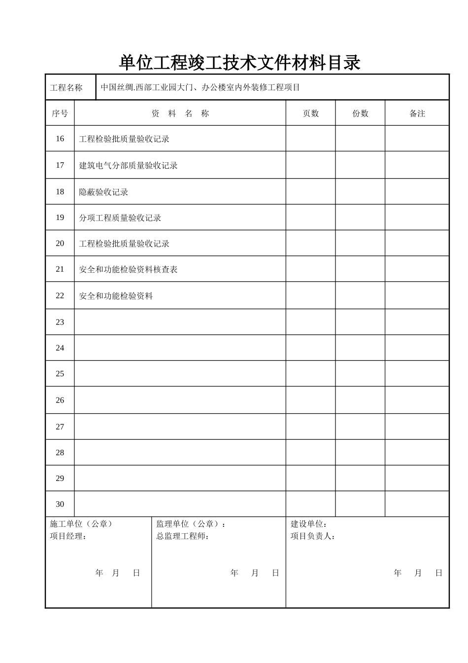 建筑装饰装修工程竣工验收资料表格87492_第2页