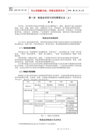 制造业项目与项目管理方法(DOCX 75页)