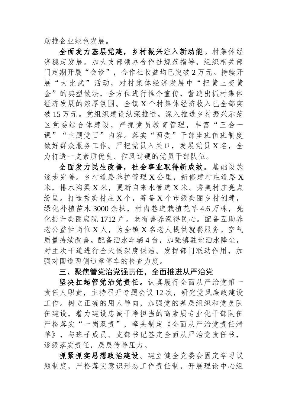 镇党委书记2023年度述职述德述廉报告_第2页
