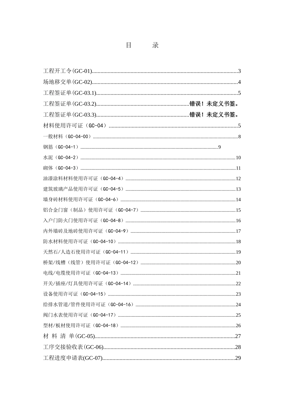 工程部统一表格(GC)_第1页