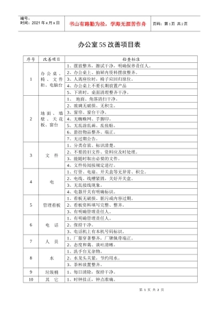 办公室用改善项目表