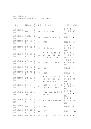 南昌长途汽车站客运时刻表