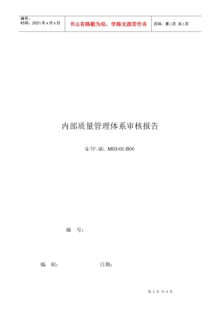 内部质量管理体系审核报告格式