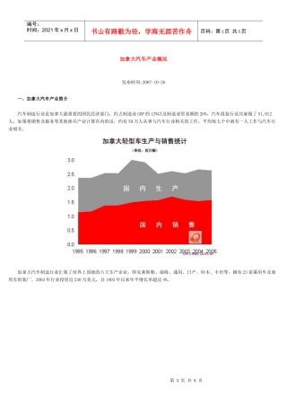 加拿大汽车产业概况
