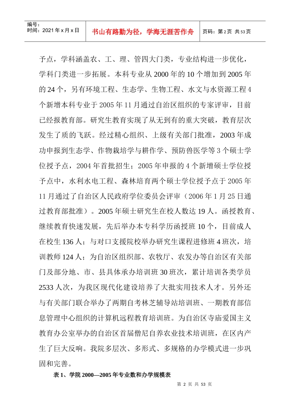 农牧学院“十一五”期间教育事业发展规划_第2页