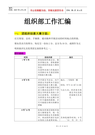 分团委组织部工作汇编