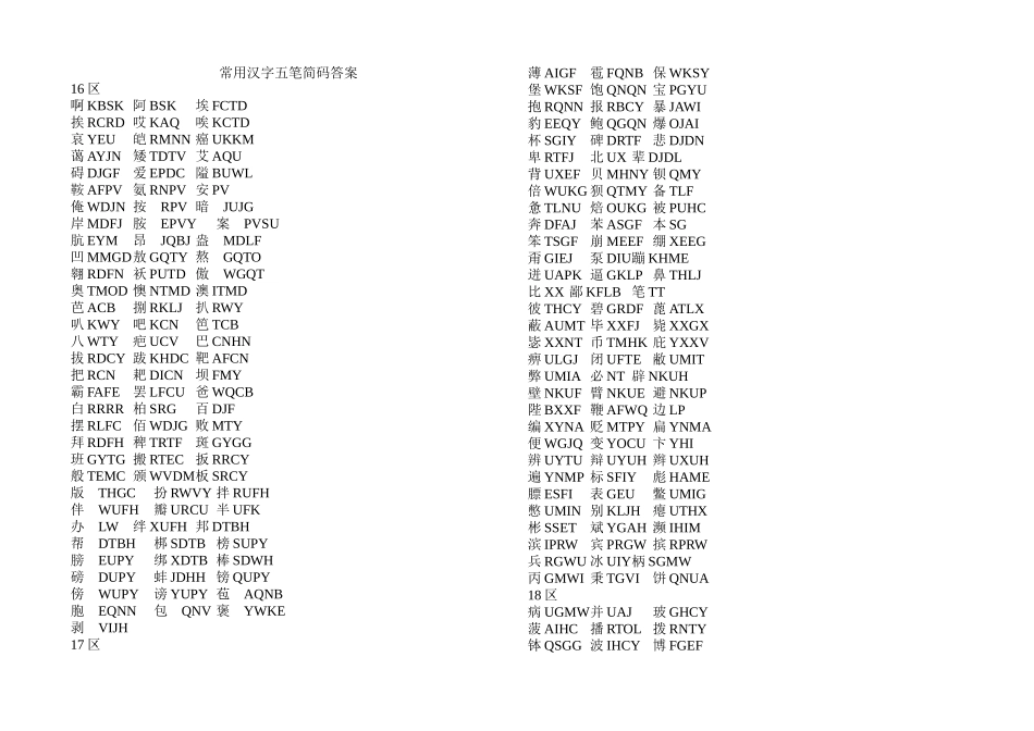 常用汉字五笔简码答案_第1页
