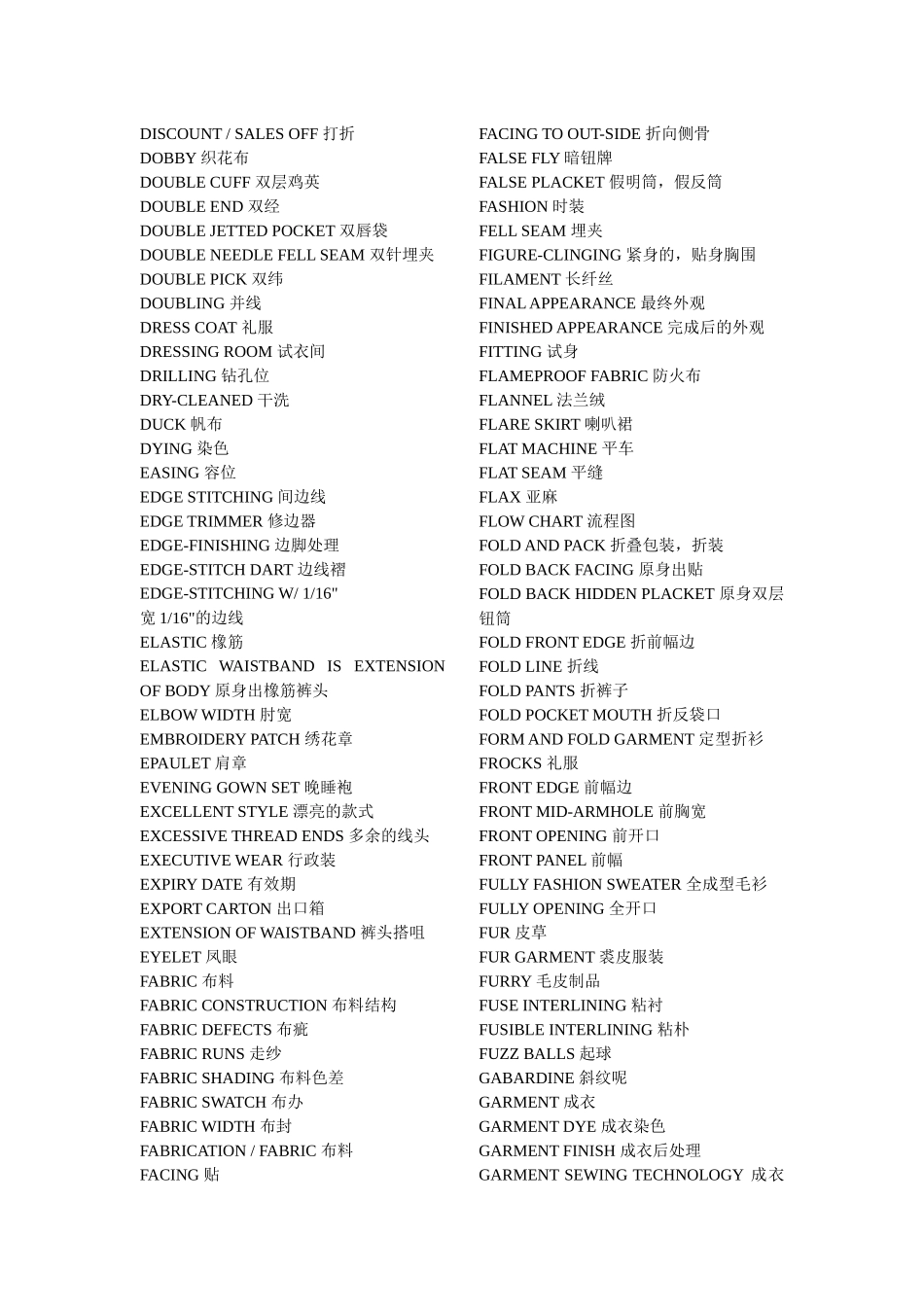 常用服装英语词汇大全_第3页