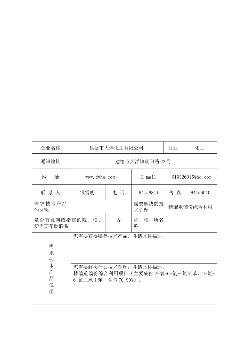建德市精细化工企业技术难题需求_第2页