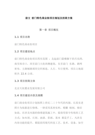 崇文前门特色商业街地产项目规划方案