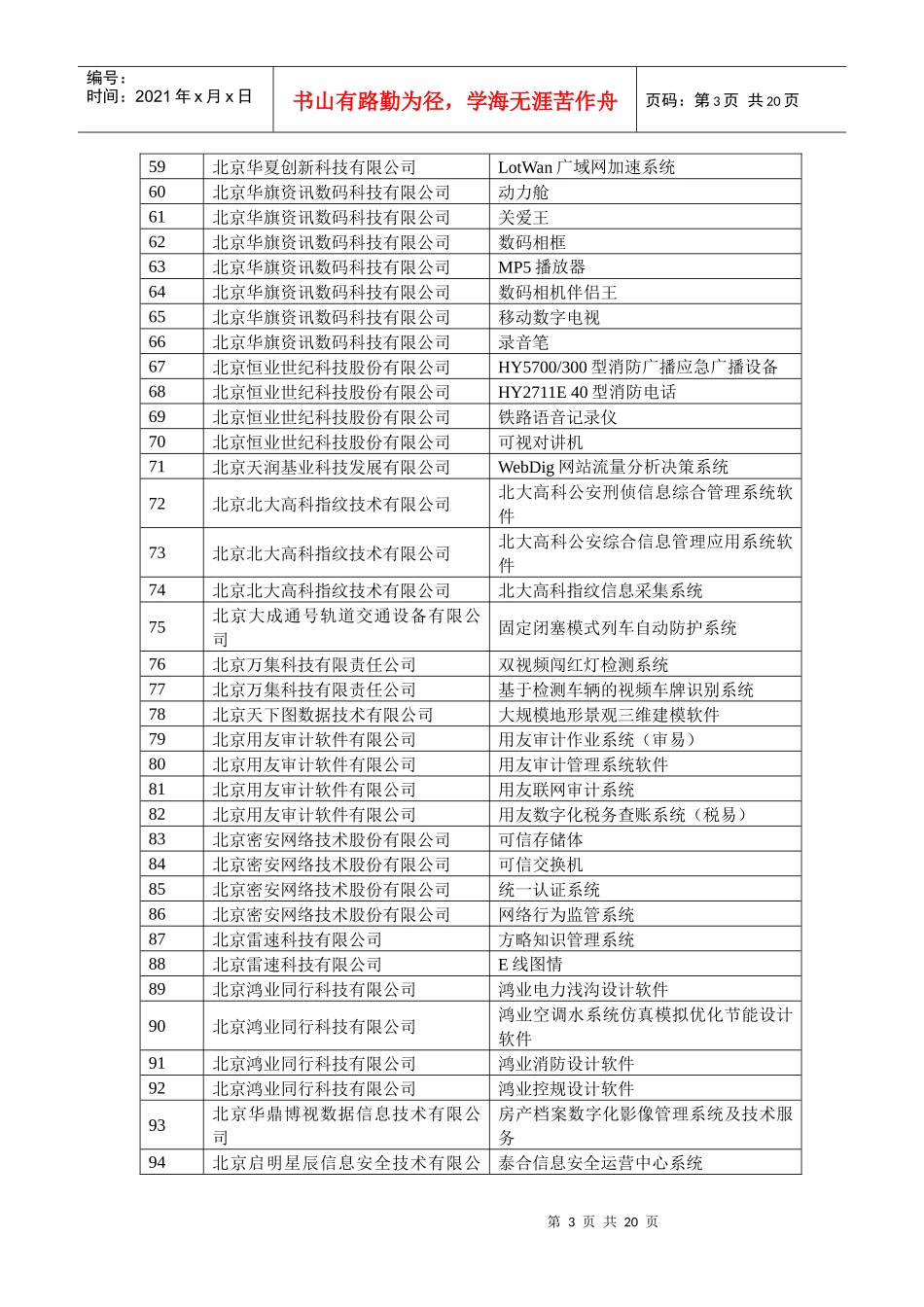 北京市第四批自主创新产品目录_第3页