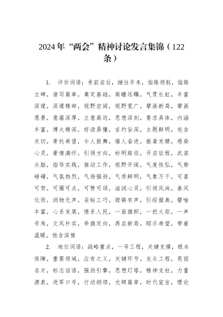 2024年“两会”精神讨论发言集锦（122条）