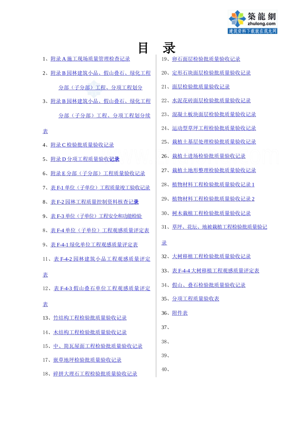 园林绿化工程验收标准验批表格_secret_第1页