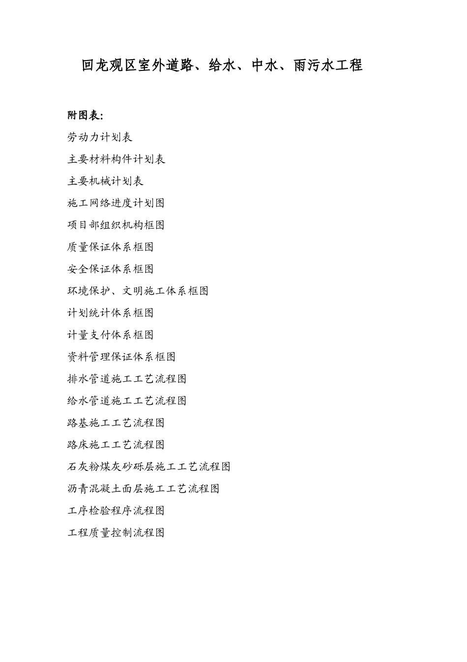 回龙观C06区室外道路、给水、中水、雨污水工程施工组织设计方案(43页)_第1页