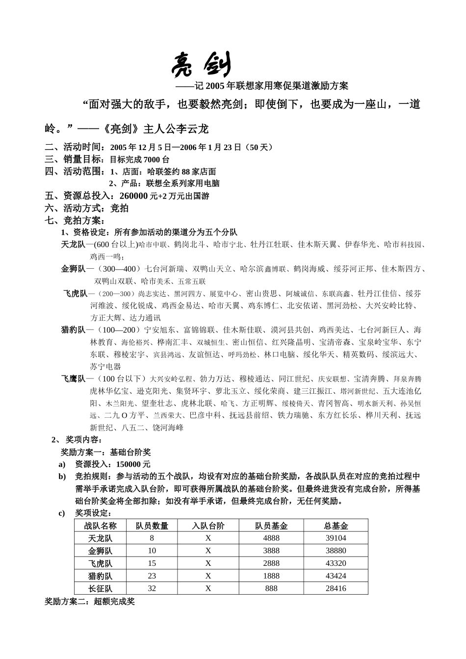 家用寒促激励方案_第1页