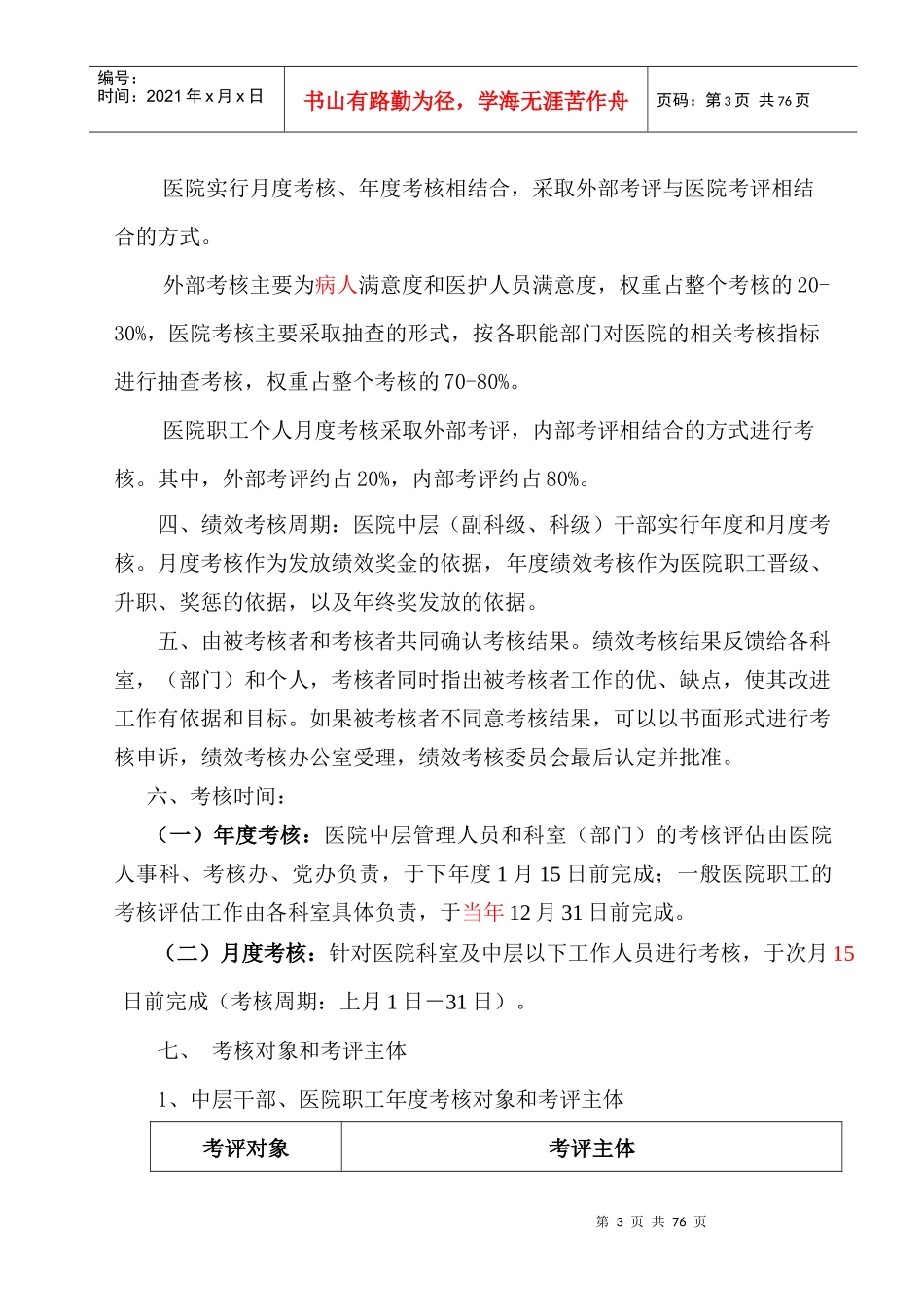 医院绩效考核管理办法0941_第3页
