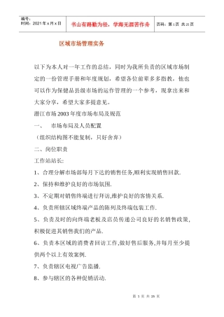 区域市场管理实务