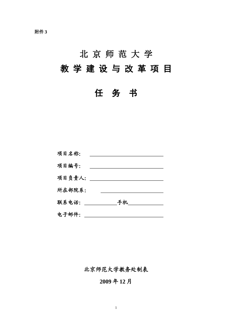 北京师范大学学校公共基础课程委托项目责任书_第1页