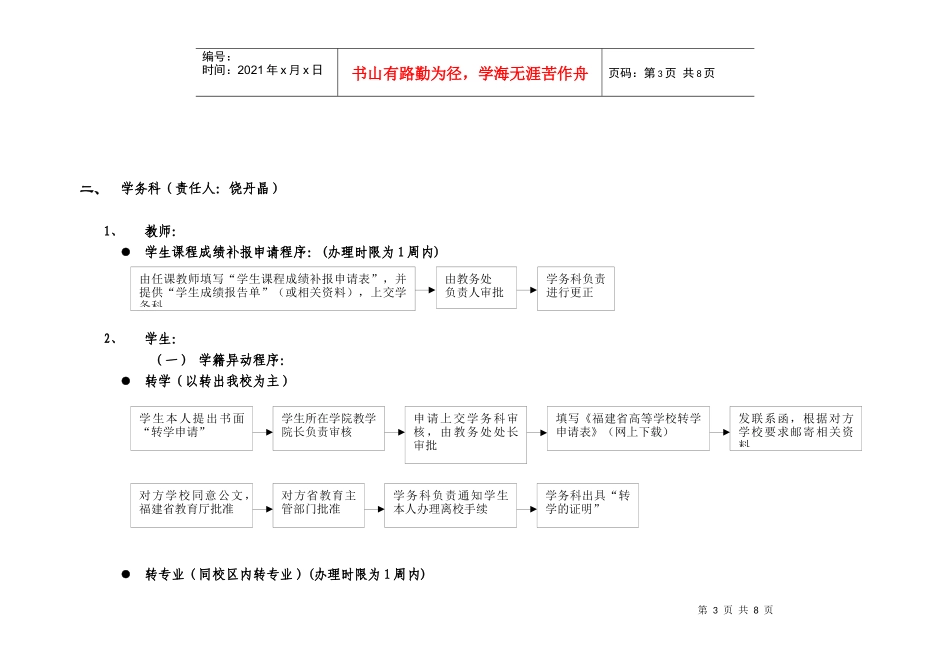 华侨大学厦门校区教务处各相关科室主要办事项目及工作_第3页