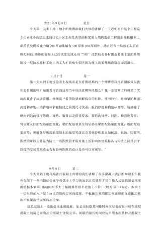 建筑工程实习日志